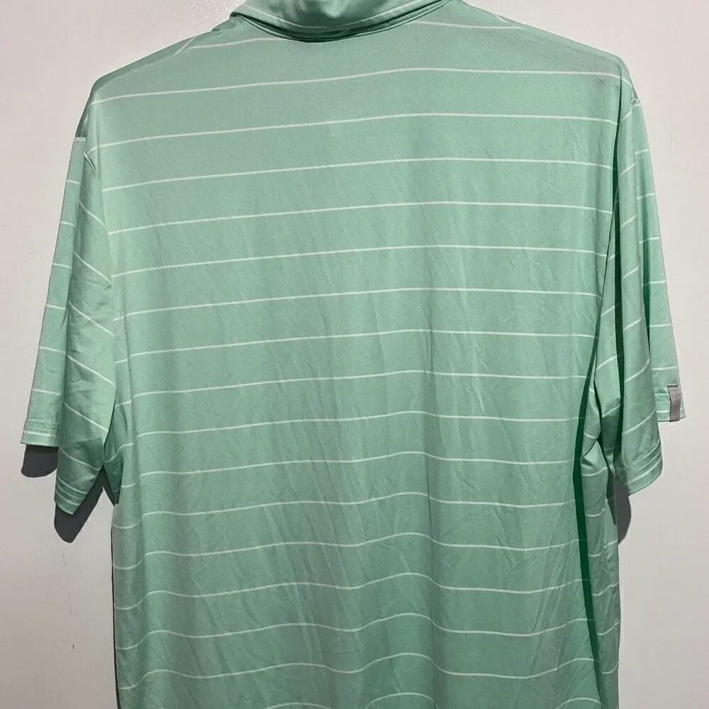 Ralph Lauren RLX Men's Green Stripe Short Sleeve Polo Shirt‎ Size Medium